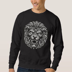 Wildes Löwenkopf-T-Shirt-Design eines Stammeskrieg Sweatshirt