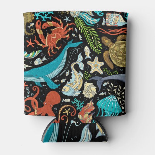 Wildes Meeresleben: farbenfroh Vintag. Dosenkühler (Vorderseite)