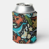 Wildes Meeresleben: farbenfroh Vintag. Dosenkühler (Kanne Rückseite)