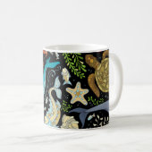Wildes Meeresleben: farbenfroh Vintag. Kaffeetasse (VorderseiteRechts)