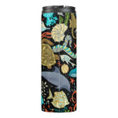 Wildes Meeresleben: farbenfroh Vintag. Thermosbecher (Rückseite)