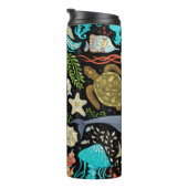 Wildes Meeresleben: farbenfroh Vintag. Thermosbecher (Nach rechts gedreht)