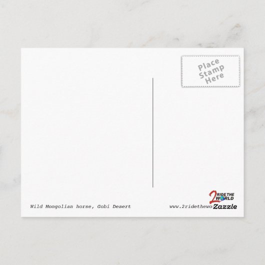 Wildes mongolisches Pferd, Gobi Wüste Postkarten (Rückseite)