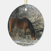 Wildes Mustang-Pferd im Schnee 1 Keramik Ornament (Links)