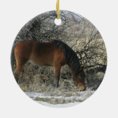 Wildes Mustang-Pferd im Schnee 1 Keramik Ornament (Hinten)