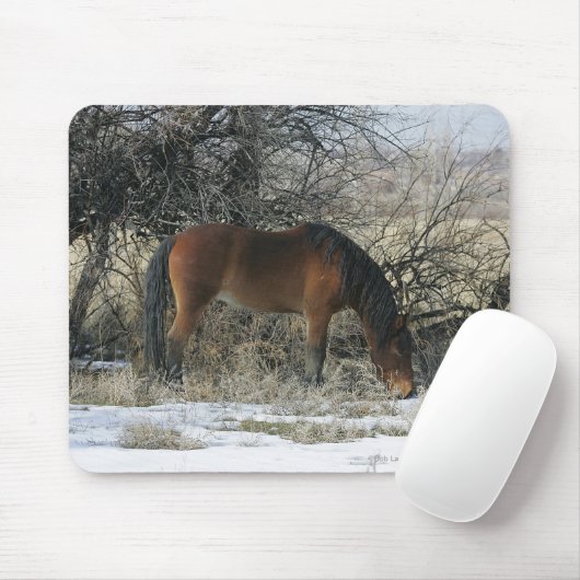 Wildes Mustang-Pferd im Schnee 1 Mousepad (Mit Mouse)