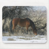 Wildes Mustang-Pferd im Schnee 1 Mousepad (Vorne)