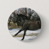 Wildes Mustang-Pferd im Schnee 2 Button (Vorderseite)