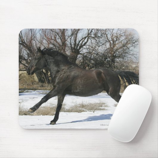 Wildes Mustang-Pferd im Schnee 2 Mousepad (Mit Mouse)