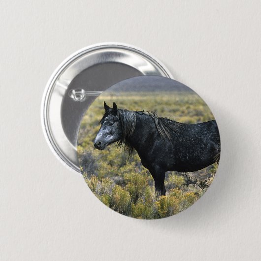 Wildes Mustang-Pferd in der Wüste Button (Vorne & Hinten)
