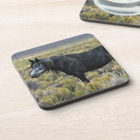 Wildes Mustang-Pferd in der Wüste Untersetzer (Linke Seite)