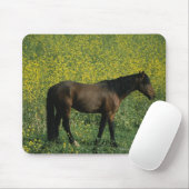 Wildes Mustang-Pferd stehend in den Blumen Mousepad (Mit Mouse)