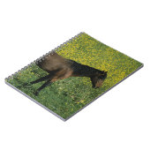 Wildes Mustang-Pferd stehend in den Blumen Notizblock (Linke Seite)