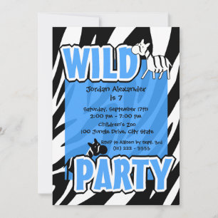 Wildes Party/Blaues Zebra Einladung