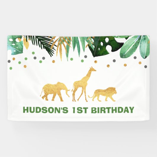 Wildes Party-Fahnen-Dschungel-Tier-Party Banner (Horizontal)