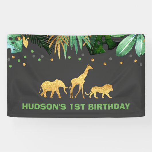 Wildes Party-Fahnen-Dschungel-Tier-Party Banner (Horizontal)
