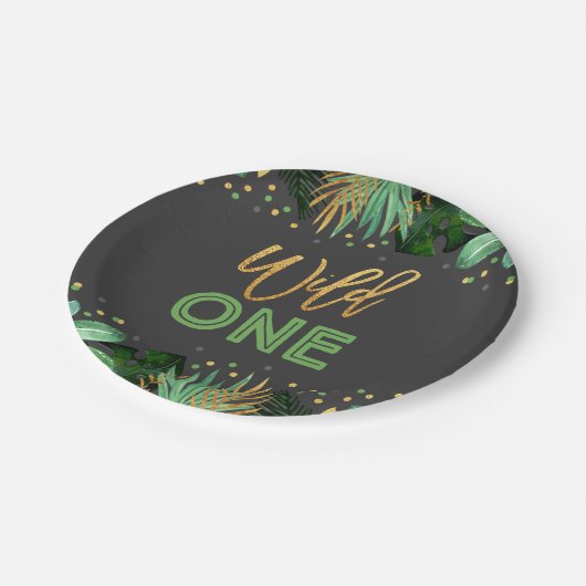 Wildes Party-Papierplatten-Dschungel-Tier-Party Pappteller (Schrägansicht)