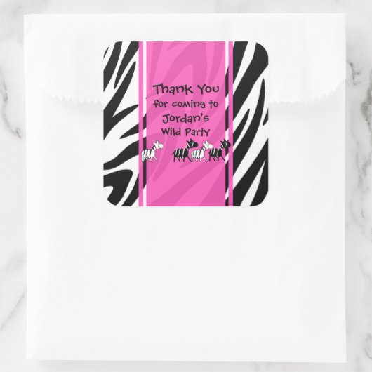 Wildes Party/Rosa Quadratischer Aufkleber (Tasche)