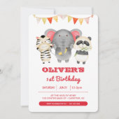 Wildes Party Tiere Kindergeburtstag Foto Einladung (Vorderseite)