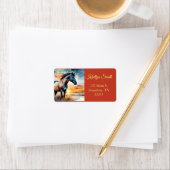 Wildes Pferd am Strand *personalize* Adressaufkleber (Insitu)