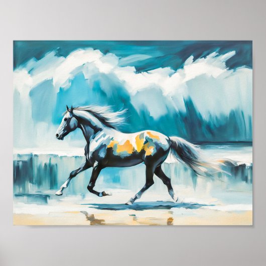 Wildes Pferd am Ufer Poster (Vorne)