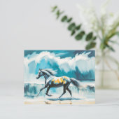 Wildes Pferd am Ufer Postkarte (Stehend Vorderseite)
