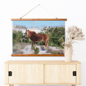 Wildes Pferd auf Assateague Island Wandteppich Mit Holzrahmen