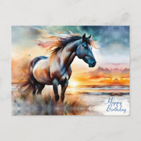 Wildes Pferd auf Grassy Düne bei Sonnenuntergang G