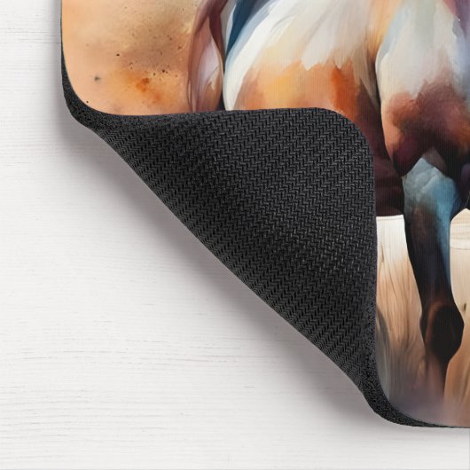 Wildes Pferd auf Grassy Düne bei Sonnenuntergang Mousepad (Ecke)