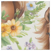 Wildes Pferd blühende Mandelbäume Stoff (Nahaufnahme)