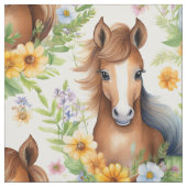 Wildes Pferd blühende Mandelbäume Stoff (Muster)