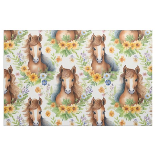 Wildes Pferd blühende Mandelbäume Stoff (Fat Quarter (45,7 x 55,9 cm))