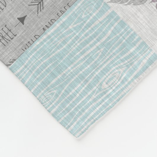 Wildes Pferd BoHo Fleece Blanket - Aqua/Gray (Ecke)