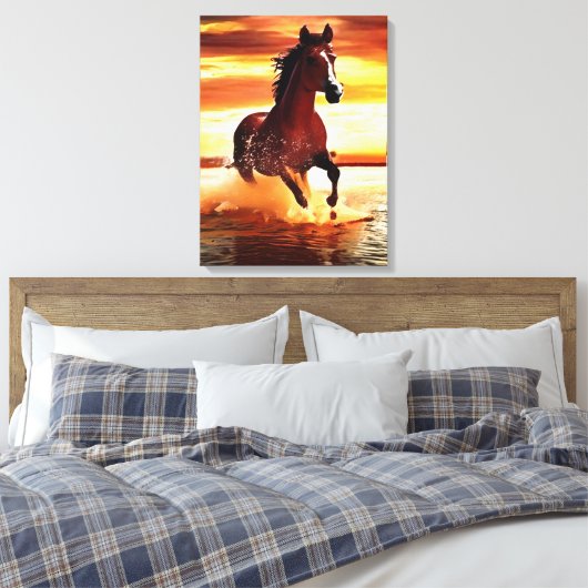 Wildes Pferd durch Surfen galoppieren Leinwanddruck (Insitu (Schlafzimmer))
