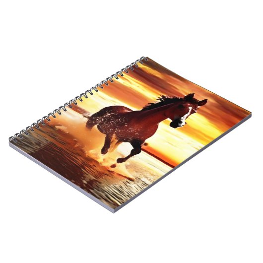 Wildes Pferd durch Surfen galoppieren Notizblock (Linke Seite)