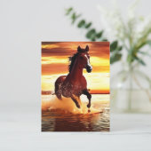Wildes Pferd durch Surfen galoppieren Postkarte (Stehend Vorderseite)