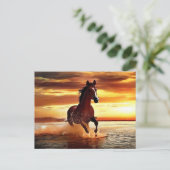 Wildes Pferd durch Surfen galoppieren Postkarte (Stehend Vorderseite)