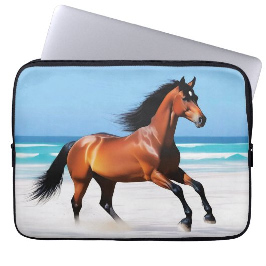 Wildes Pferd Galloping am Strand Laptopschutzhülle (Vorderseite)