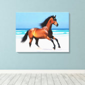 Wildes Pferd Galloping am Strand Leinwanddruck (Insitu (Holzboden))