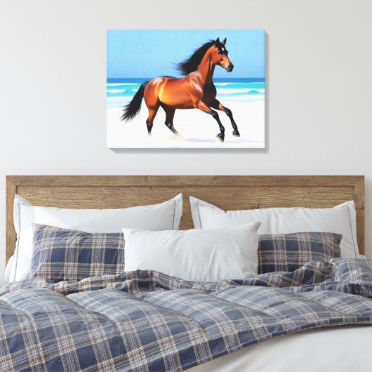 Wildes Pferd Galloping am Strand Leinwanddruck (Insitu (Schlafzimmer))