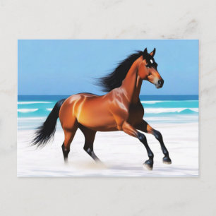Wildes Pferd Galloping am Strand Postkarte