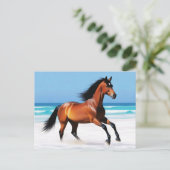 Wildes Pferd Galloping am Strand Postkarte (Stehend Vorderseite)