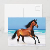Wildes Pferd Galloping am Strand Postkarte (Vorne/Hinten)