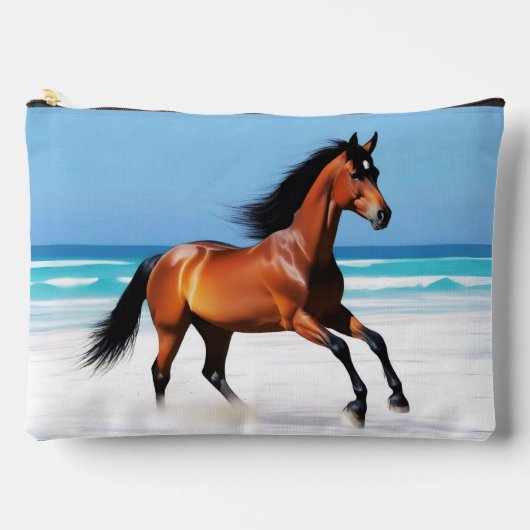 Wildes Pferd Galloping am Strand Zubehörtasche (Vorderseite)