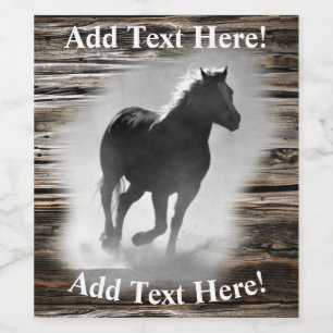 Wildes Pferd Galloping Weinetikett