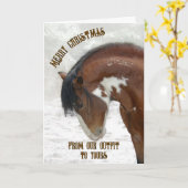 Wildes Pferd im Schnee Weihnachten Karte (Gelbe Blume)