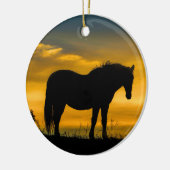 Wildes Pferd im Sonnenaufgang Keramik Ornament (Links)