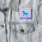 Wildes Pferd in Blau und Lila Wasserfarbe Button (Beispiel)