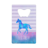 Wildes Pferd in Blau und Lila Wasserfarbe Custom Kreditkartenflaschenöffner (Vorderseite)