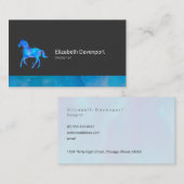 Wildes Pferd in Blau und Lila Wasserfarbe Fett Visitenkarte (Vorne/Hinten)